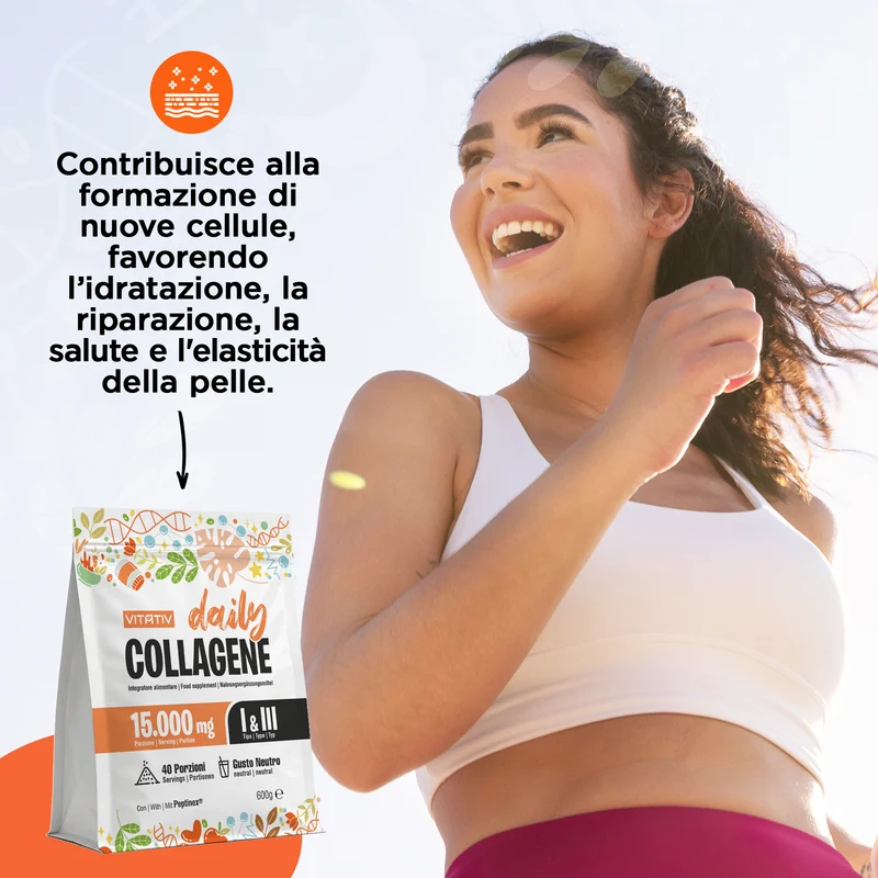 Collagene Bovino Idrolizzato in Polvere 600 g, Peptidi Tipo I e III