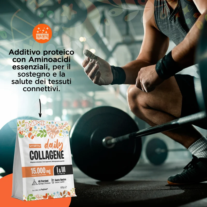 Collagene Bovino Idrolizzato in Polvere 600 g, Peptidi Tipo I e III