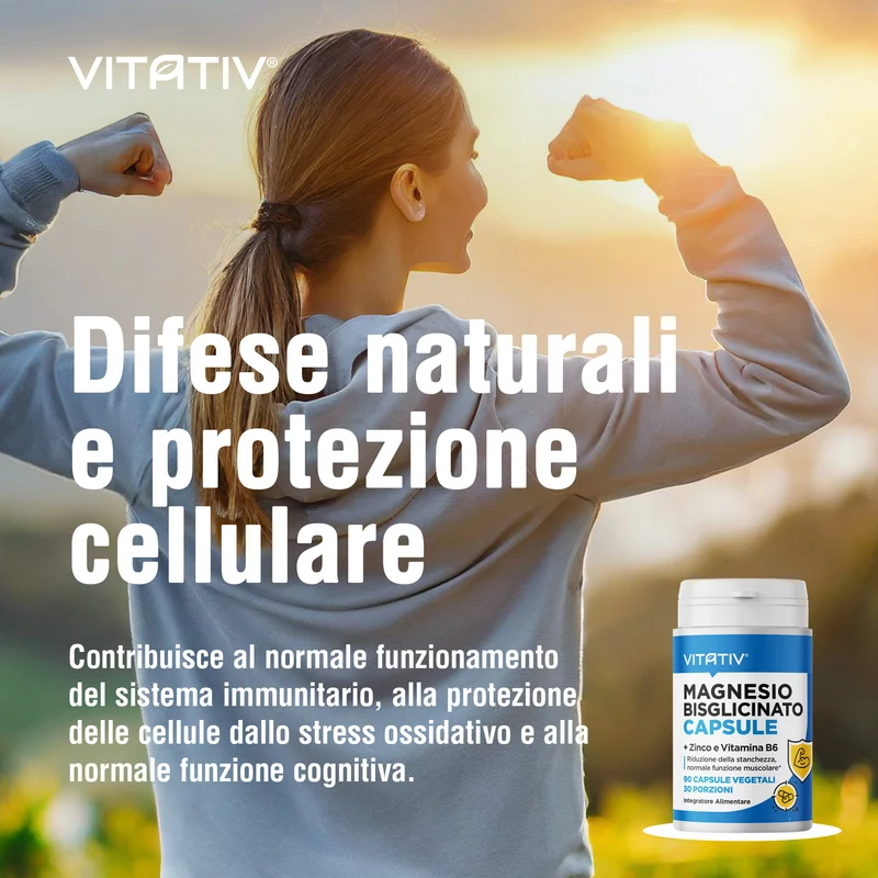 Magnesio Bisglicinato Chelato con Zinco e Vitamina B6, 90 Capsule