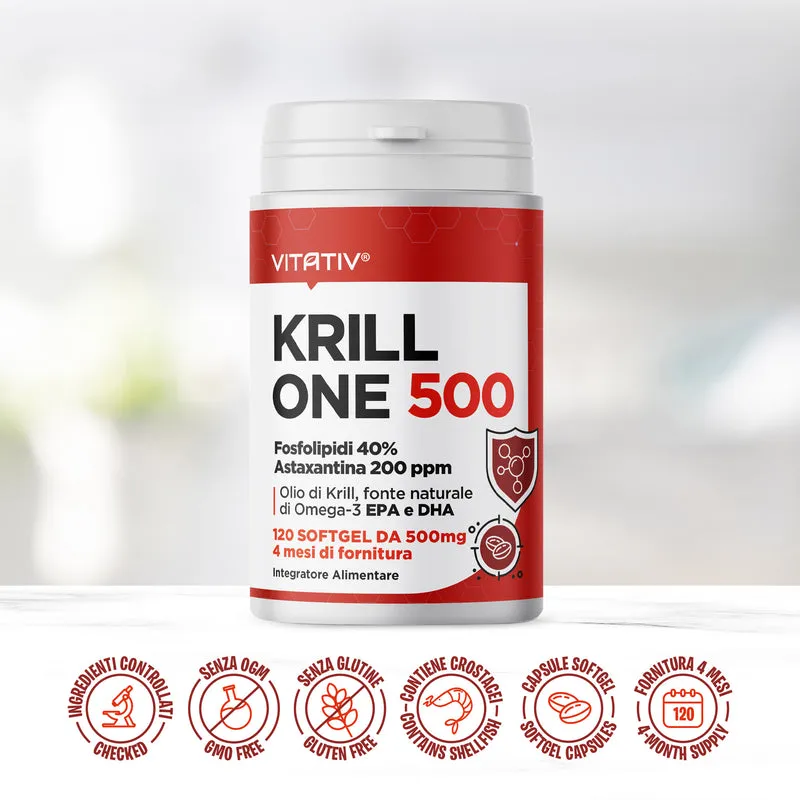 Olio di Krill Omega 3 500 mg con EPA e DHA, 120 Softgel