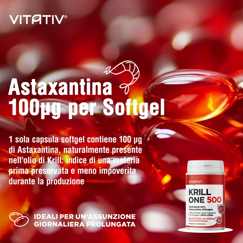 Olio di Krill Omega 3 500 mg con EPA e DHA, 120 Softgel