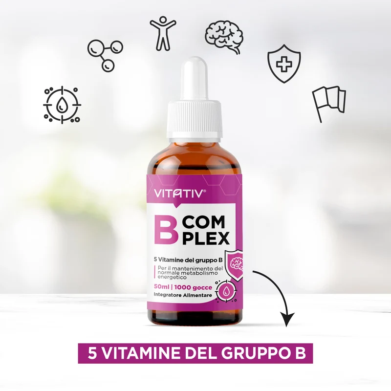 B Complex Gocce 50 ml, Integratore Liquido con Metilcobalamina