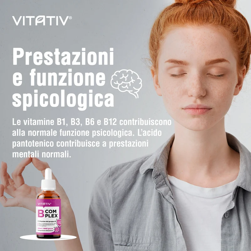 B Complex Gocce 50 ml, Integratore Liquido con Metilcobalamina