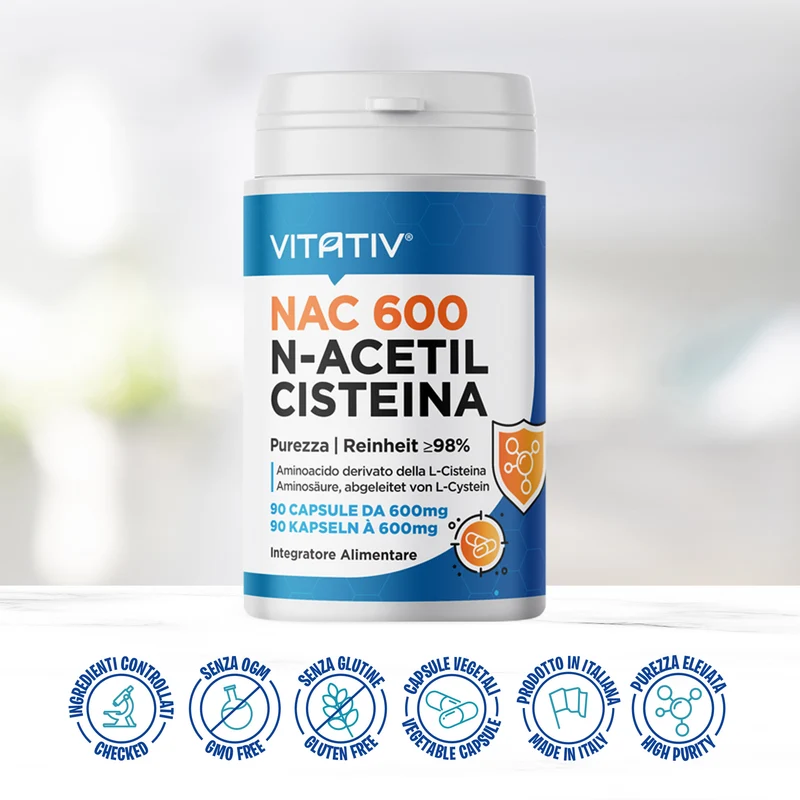 NAC 600 N-Acetil-L-Cisteina | 90 Capsule da 600mg