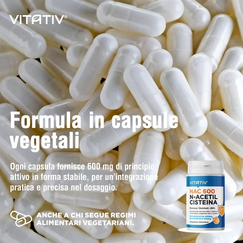NAC 600 N-Acetil-L-Cisteina | 90 Capsule da 600mg