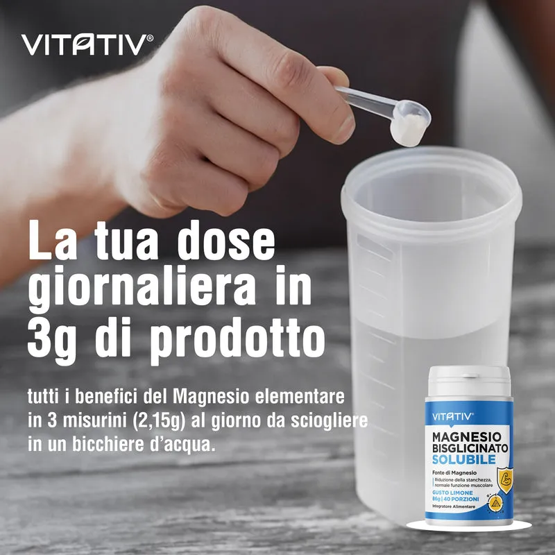 Magnesio Bisglicinato Solubile 86g, 40 porzioni