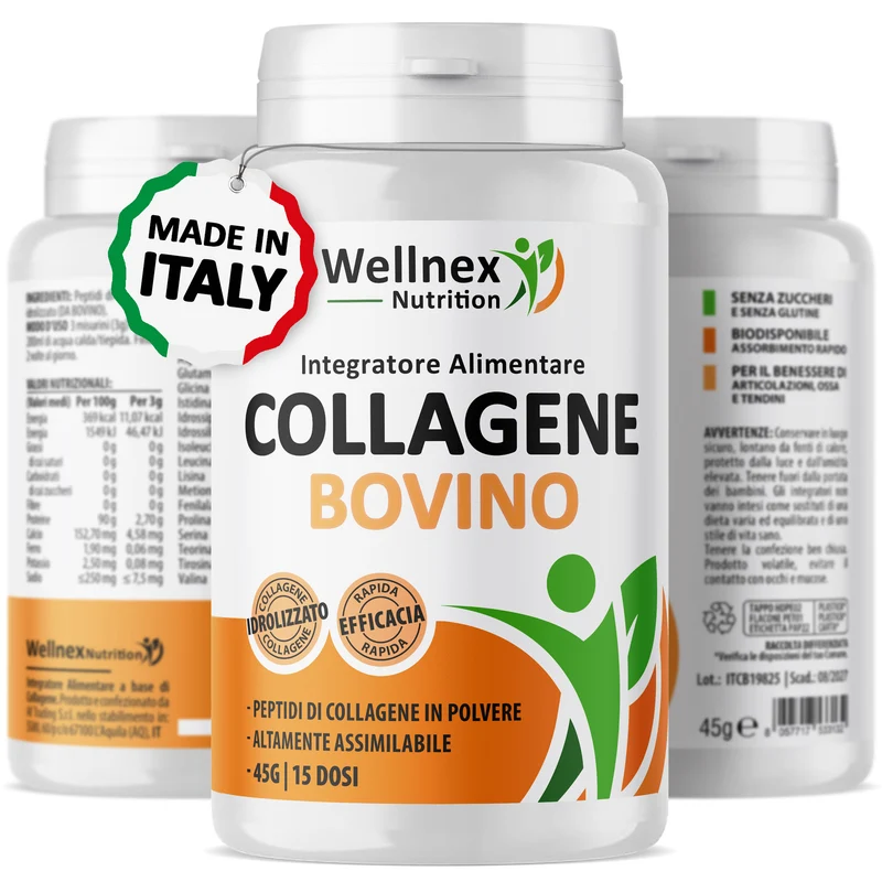 Collagene Bovino Puro - 45g Peptidi di Collagene da Bovino