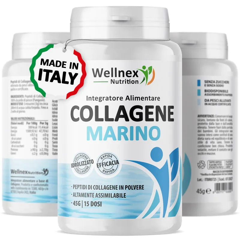 Collagene Marino Puro - 45g Peptidi di Collagene da pelle di Pangasio