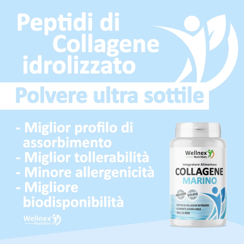 Collagene Marino Puro - 45g Peptidi di Collagene da pelle di Pangasio