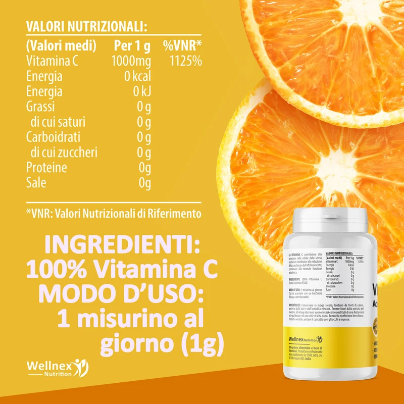 Vitamina C 1000mg | 140g - Polvere Pura