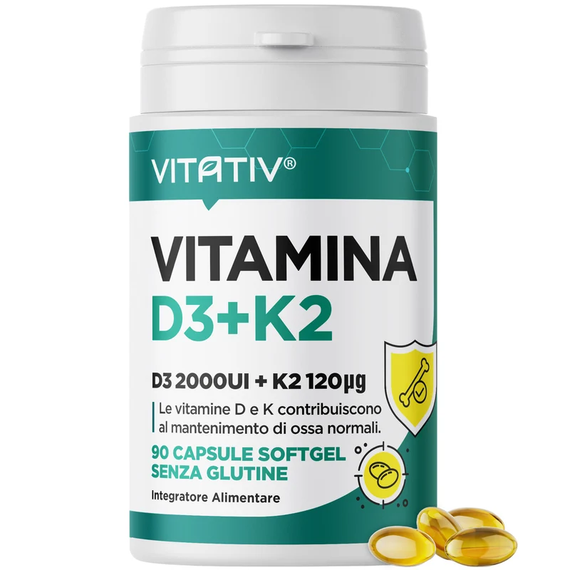 Vitamina D3 2000 UI + K2 MK7 All-Trans 120 µg, 90 Softgel