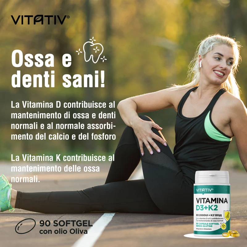 Vitamina D3 2000 UI + K2 MK7 All-Trans 120 µg, 90 Softgel