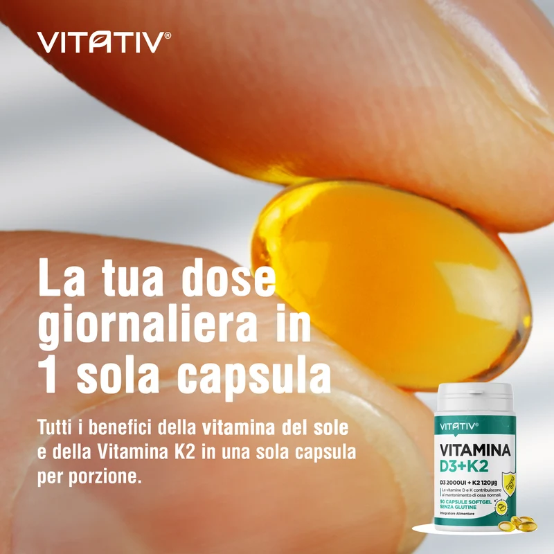 Vitamina D3 2000 UI + K2 MK7 All-Trans 120 µg, 90 Softgel
