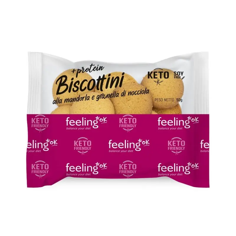 Feeling ok Biscottini alla mandorla e granella di nocciola +protein