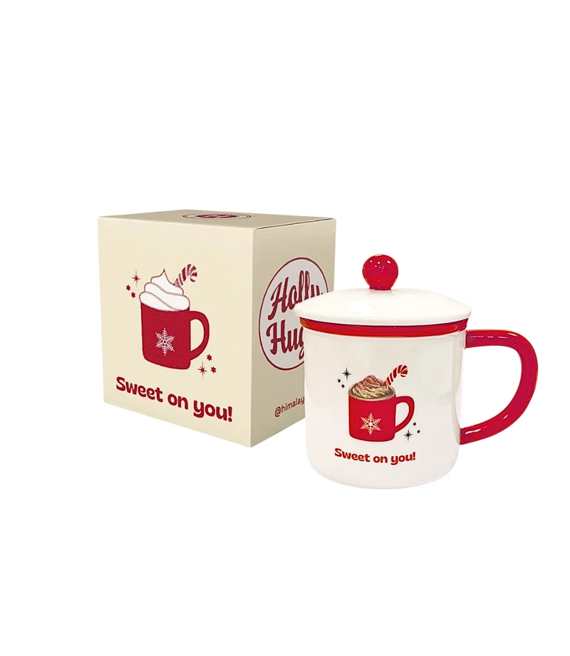 Tazza Mug Holly Hugs "Sweet on you!" con coperchio in ceramica 380 ml Himalaya