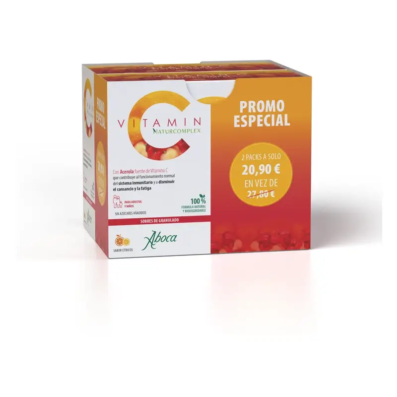 Aboca Vitamin C Naturcomplex Complemento Alimenticio, 20 + 20 sobres