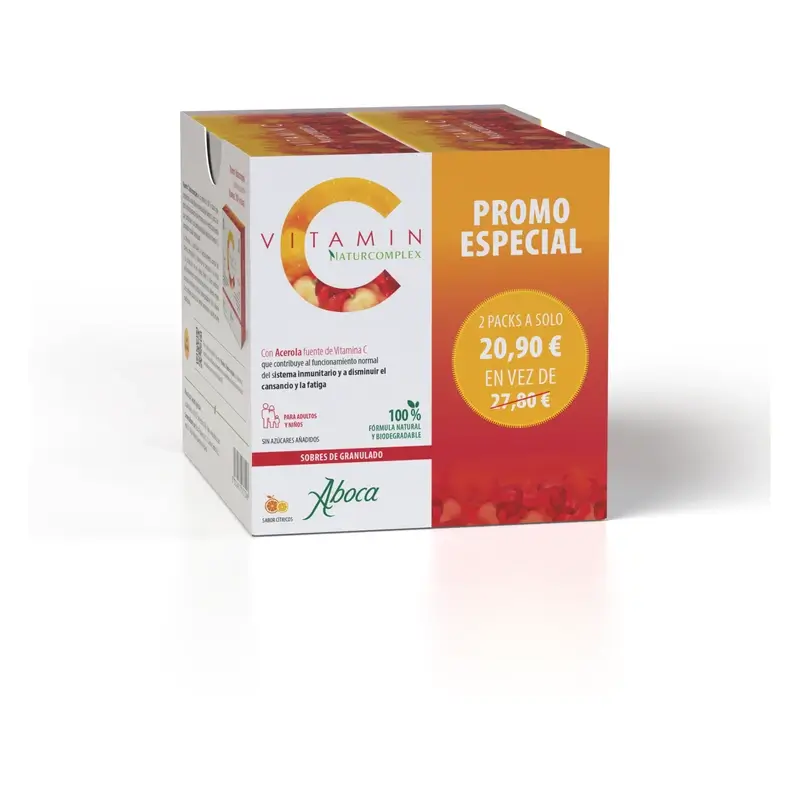 Aboca Vitamin C Naturcomplex Complemento Alimenticio, 20 + 20 sobres