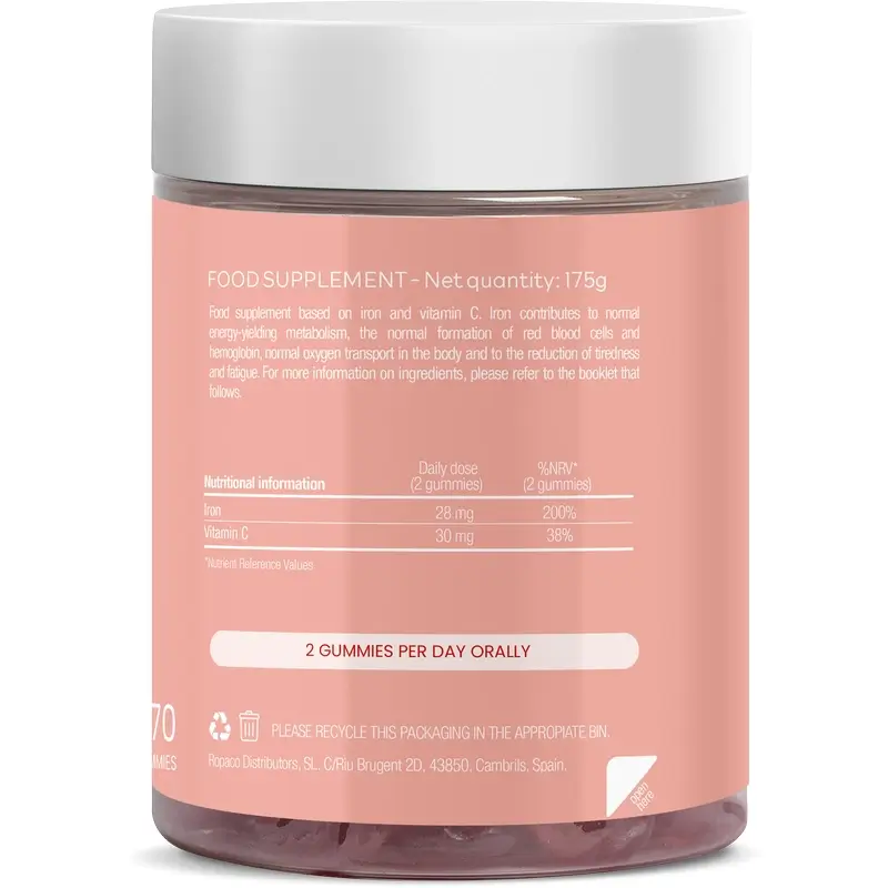Jelly Pills Iron + Vitamin C Melocoton, 70 unidad
