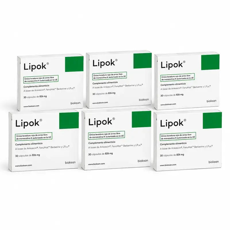 Lipok Complemento Alimenticio, Pack 6 x 30 Cápsulas