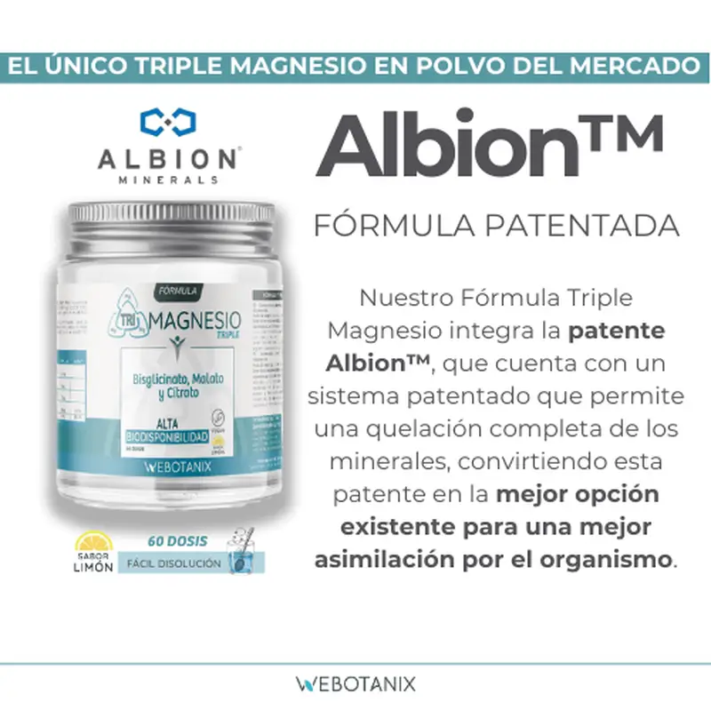 Webotanix Triple Magnesio Fórmula Polvo, 128 g