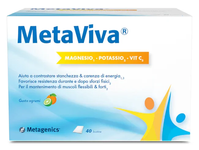 METAVIVA MAGNESIO/POTASSIO/VITAMINA C 40 BUSTINE CON EDULCORANTI