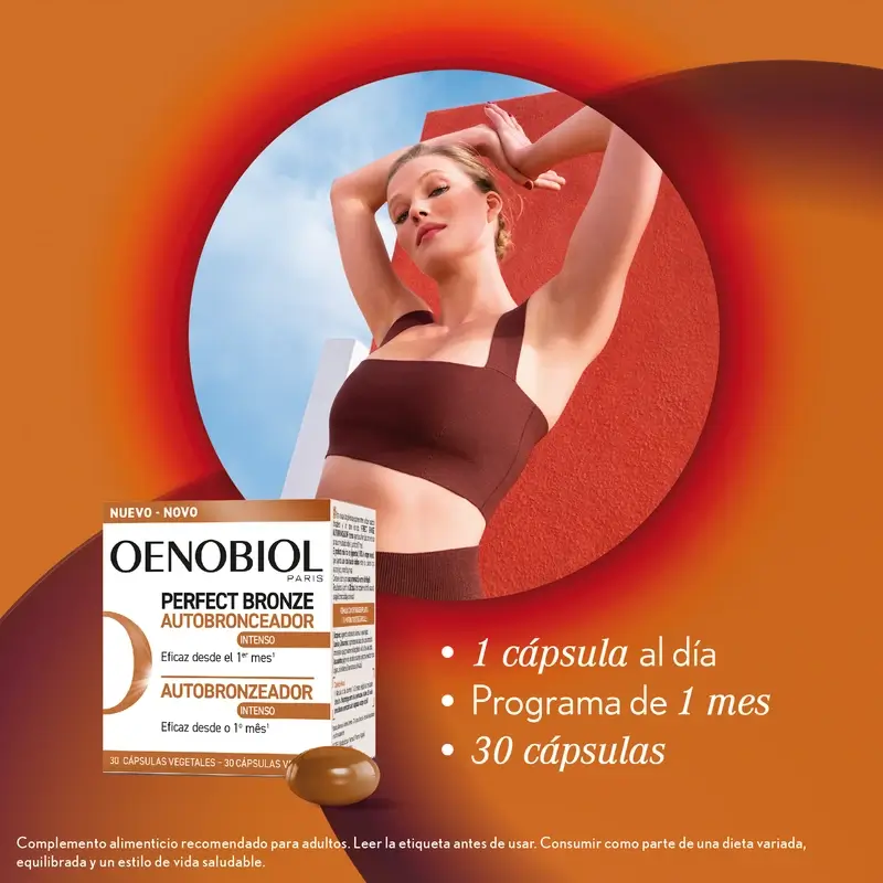 Oenobiol Perfect Bronze Autobronceador Brillo Dorado, 2x30 caps