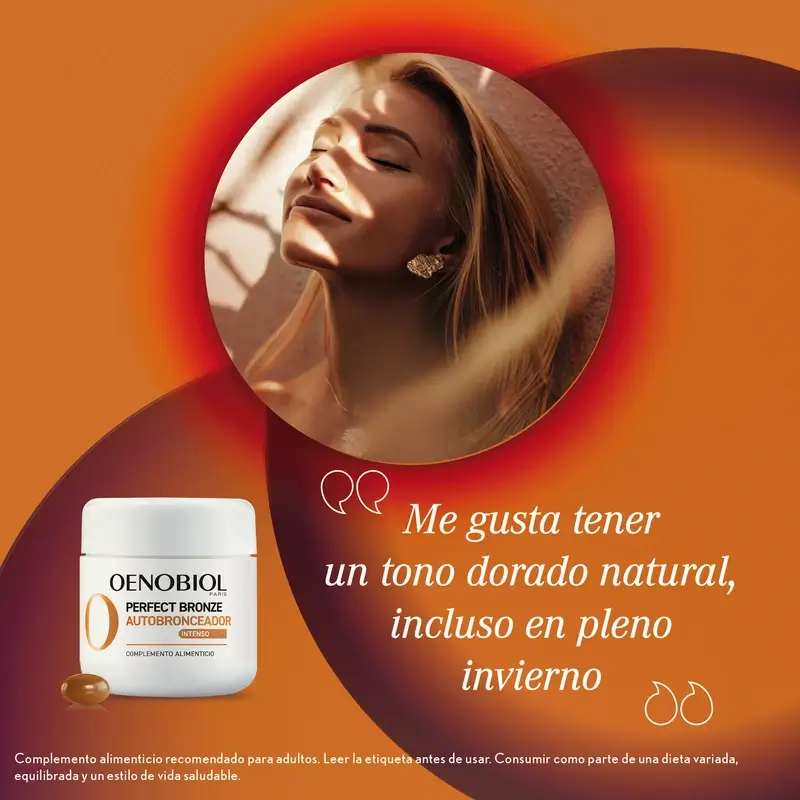 Oenobiol Perfect Bronze Autobronceador Brillo Dorado, 30 caps