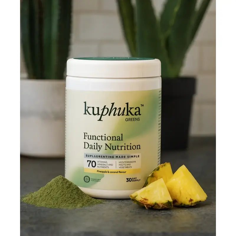 Kuphuka Greens Suplemento Nutricional 100% Natural Y Holistico Piña Y Coco, 411 gr