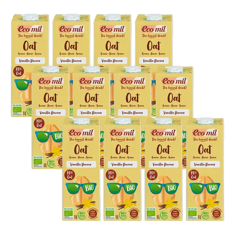 Ecomil Veggie Drink Vanilla Flavour Bio Tetrabrik, Pack 12 x 1 litre