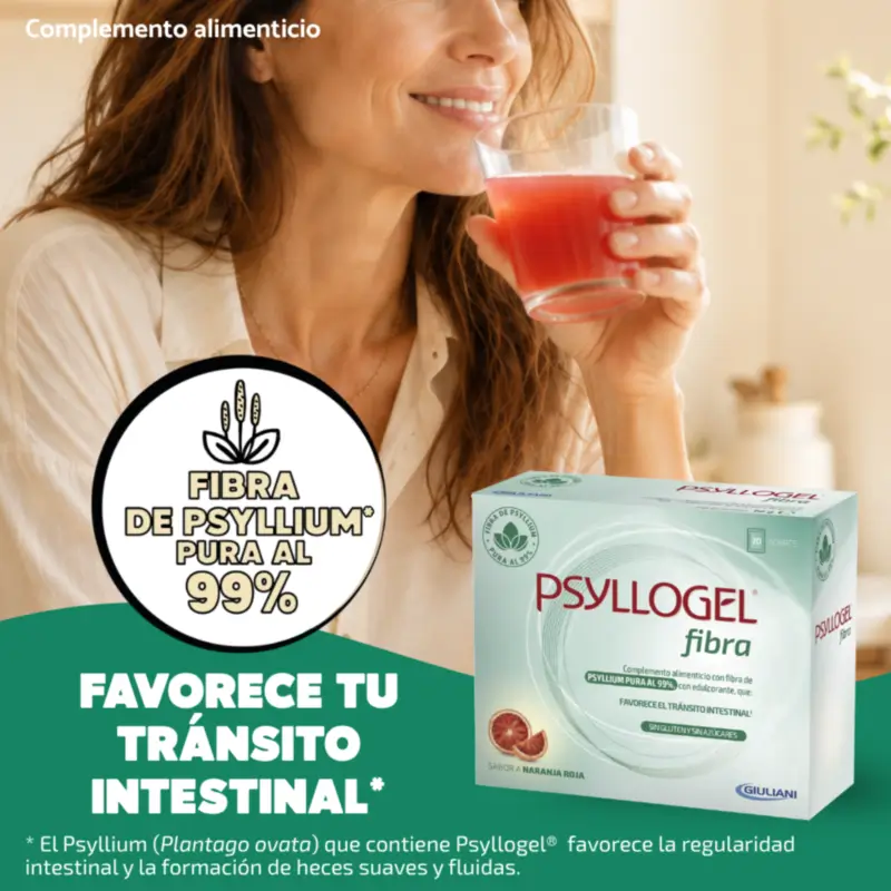 Psyllogel Fibra Sabor Naranja Roja, 20 Sobres