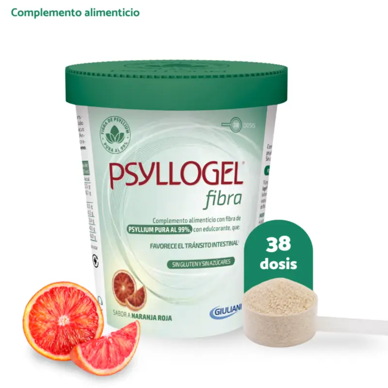 Psyllogel Fibra Sabor Naranja Roja Tarro 170 G, 38 Dosis
