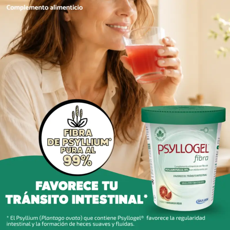 Psyllogel Fibra Sabor Naranja Roja Tarro 170 G, 38 Dosis