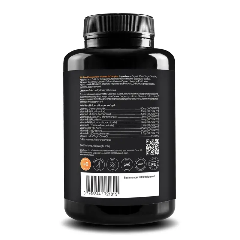 Zenement Complejo De Vitaminas B, 200 cápsulas blandas