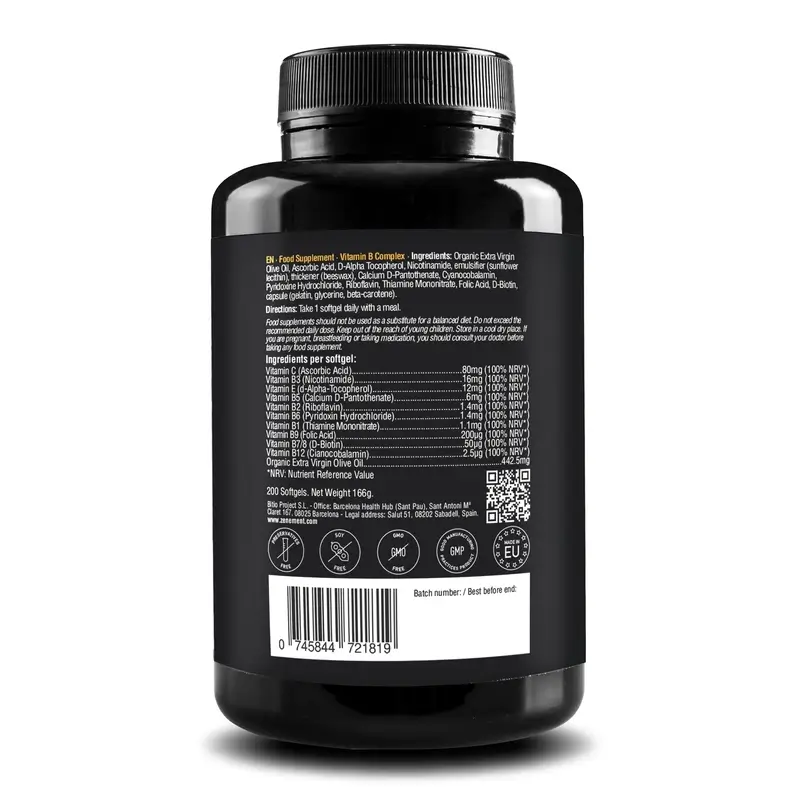 Zenement Complejo De Vitaminas B, 200 cápsulas blandas