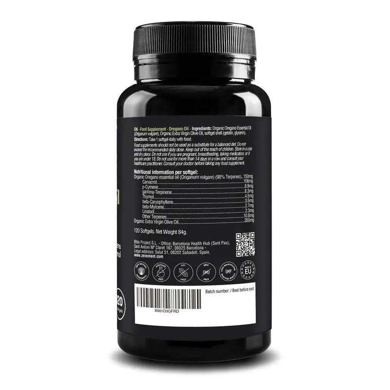 Zenement Aceite De Orégano, 120 cápsulas blandas