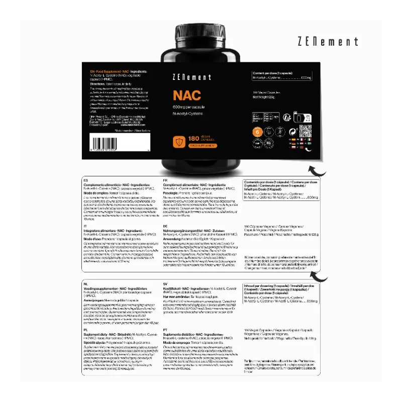 Zenement Nac 600 Mg, 180 cápsulas veganas