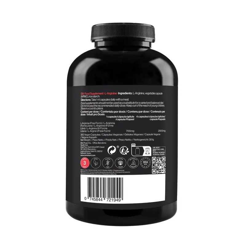 Zenement L-Arginina 700 Mg, 360 cápsulas veganas