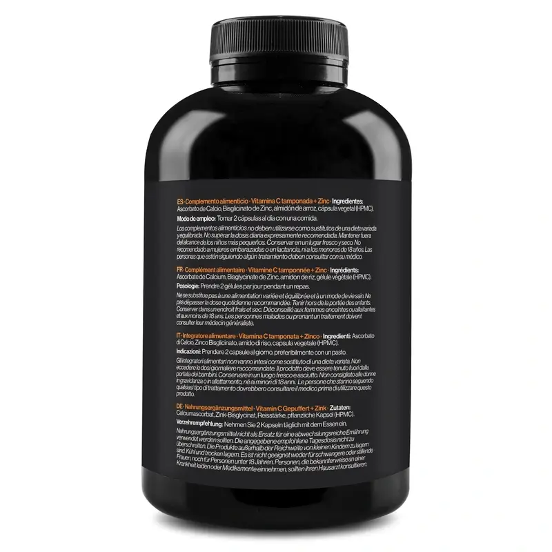 Zenement Vitamina C Tamponada + Zinc, 365 cápsulas veganas