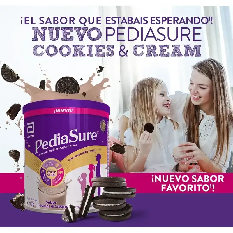 Pediasure Cookies & Cream + Drink Chocolate Children, 850 gr + 4 Bottles Chocolate x 220 ml