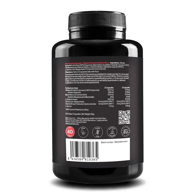 Zenement Tribulus Terrestris & Black Maca 120 vegan capsules