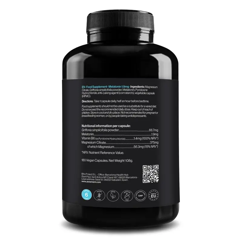 Zenement Melatonin Complex 1.9 Mg, 180 vegan capsules