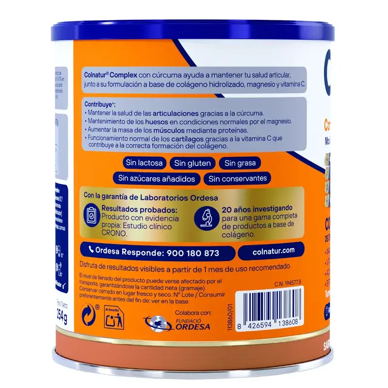 Colnatur Complex Colágeno Cúrcuma Sabor Melocotón, 254 gr