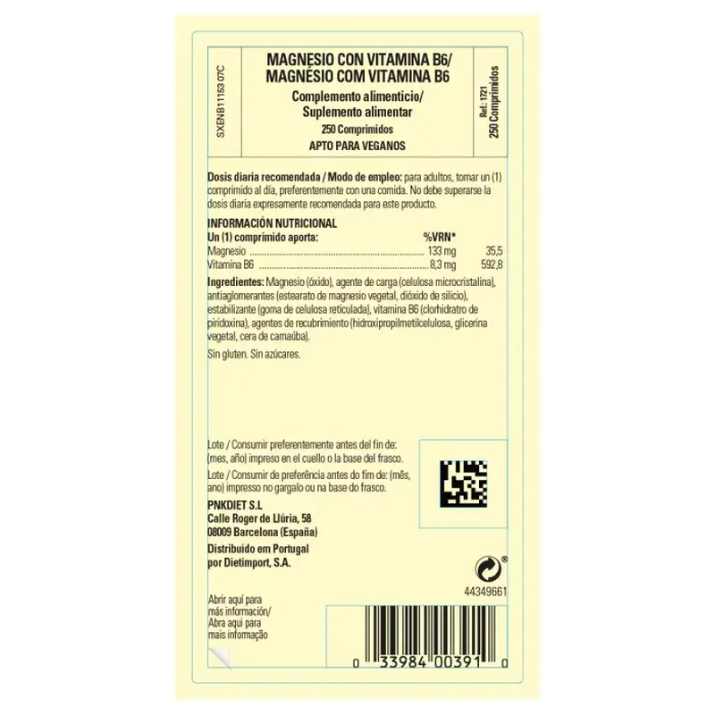 Solgar Magnesio con Vitamina B6, 250 Comprimidos