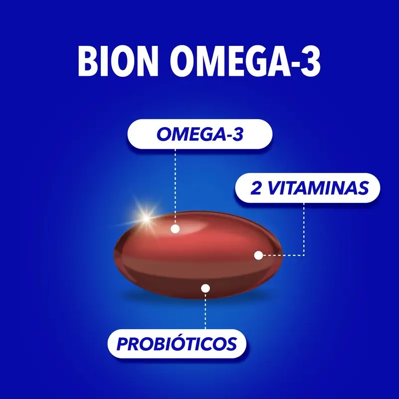 Bion3 Omega-3 Con Probióticos, 30 cápsulas