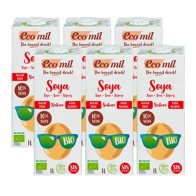 Ecomil Vegetable Drinks Organic Soya Bean, Pack 6 x 1 litre