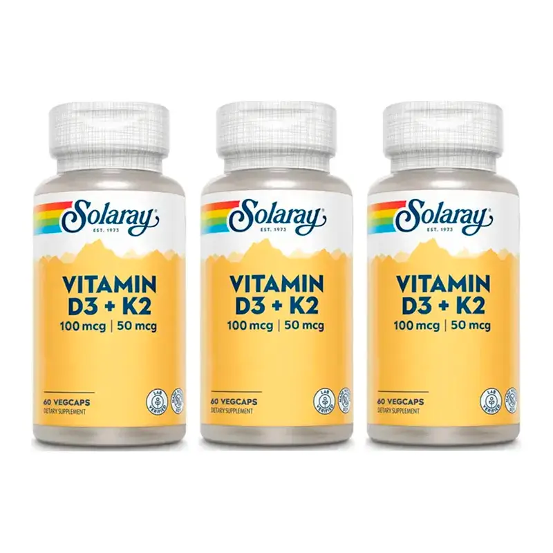 Solaray Vitamina D3 & K2 Pack 3 x 60 Cápsulas