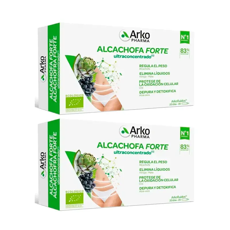 Arkopharma Arkofluido Alcachofa Forte Ultraconcentrado + Aloe Vera, 2X20 ampollas