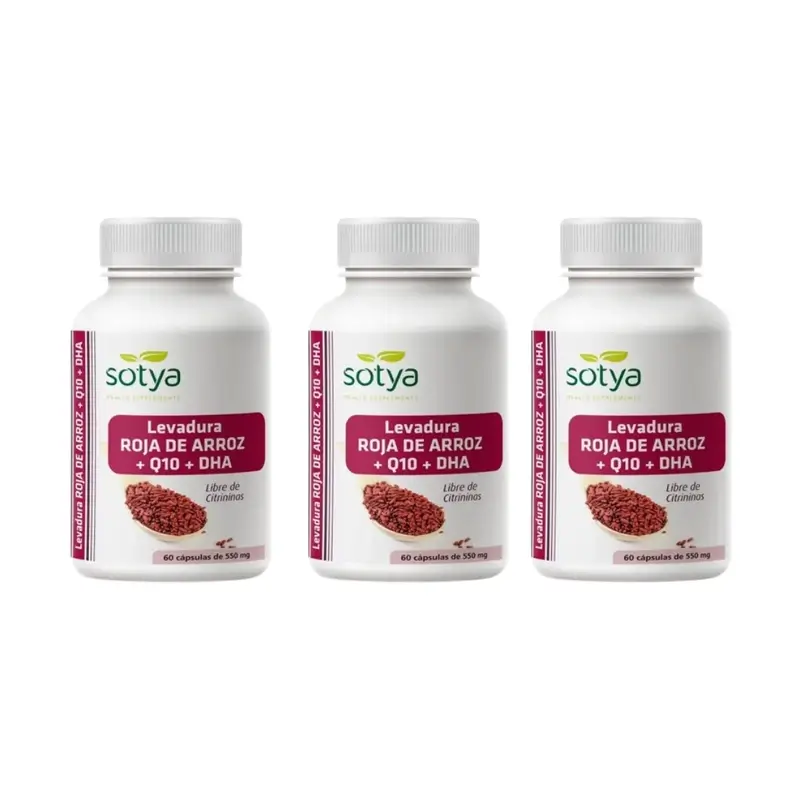 Sotya Levadura Roja De Arroz + Q10 + Dha, 3X60 Cápsulas