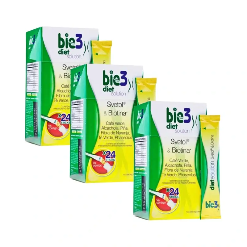 Bie3 Diet Solution Con Svetol Y Biotina, Pack De 3, 4 Gr 24 Sobres