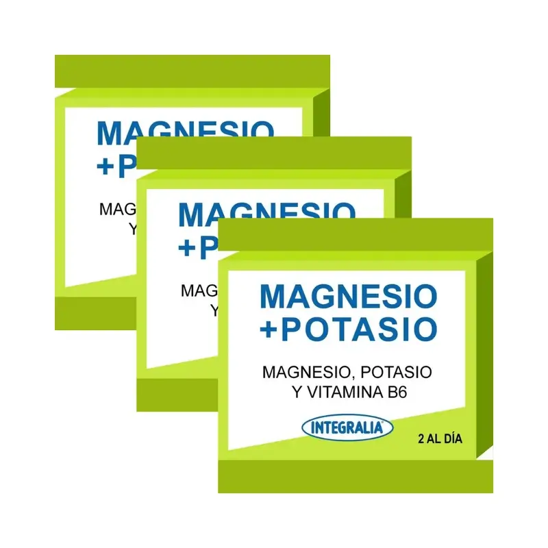 Integralia Magnesio + Potasio + Vitamina B6, 3X60 Cápsulas